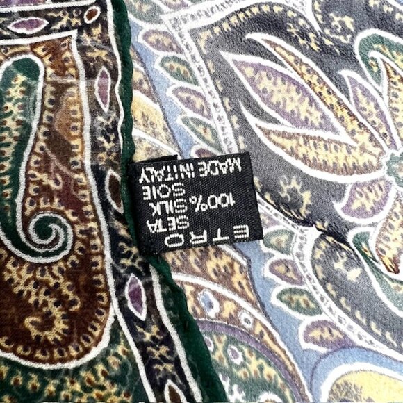 #37  Vintage  ETRO scarf is a luxurious piece made of 100% silk chiffon 56"x17" - Picture 6 of 11